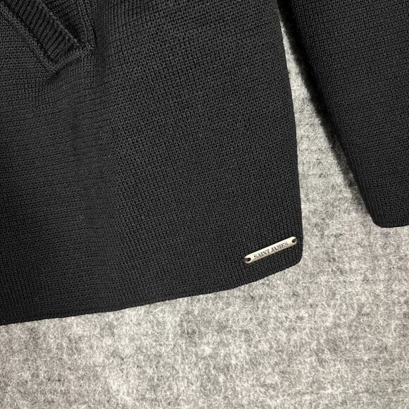 Saint James Womens Duffle Peacoat Pure Wool 10 Black Sweater made in France - Picture 4 of 11